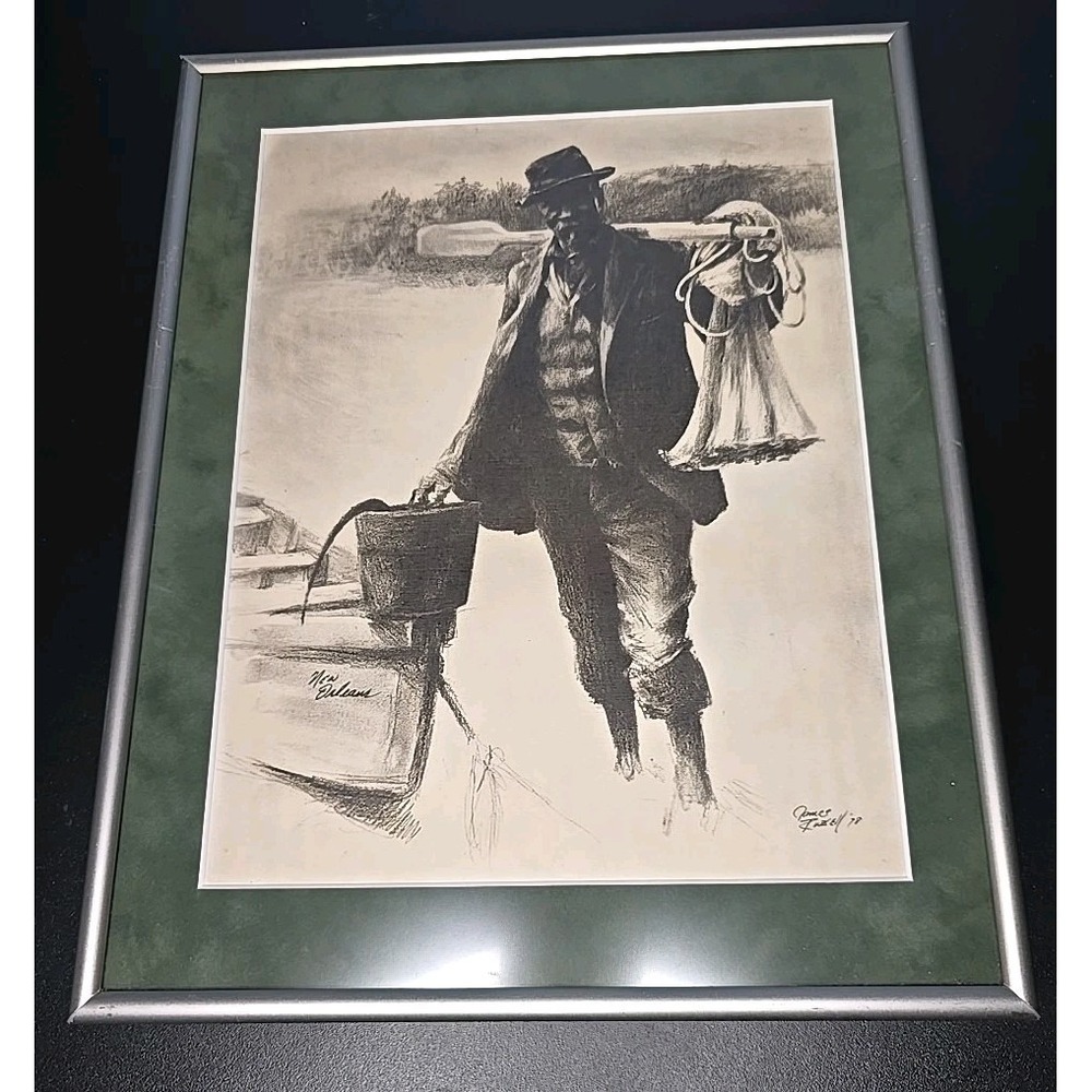 FRAMED JAMES RUSSELL NEW ORLEANS VINTAGE OFFSET LITHOGRAPH 1978